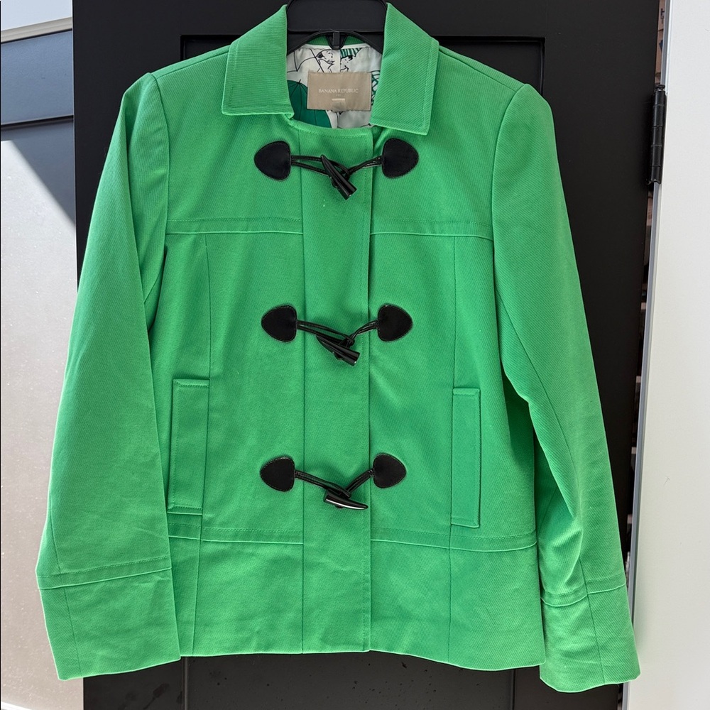 Banana Republic Vibrant Green Pea Coat with Toggles